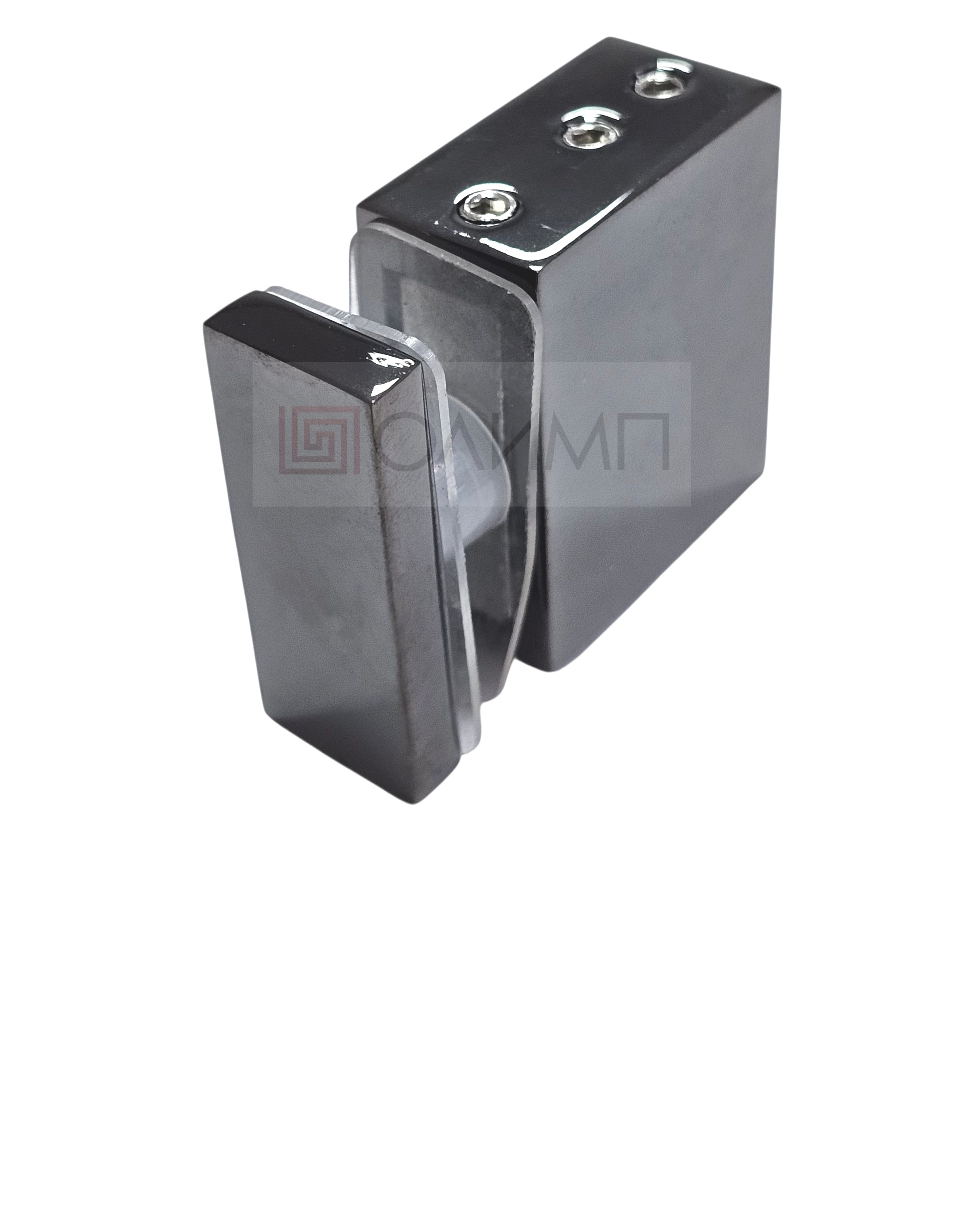 О-013 Black Titan полир.  SUS 304 Крепление трека 30х10 mm к стеклу торцевое перпендикулярное