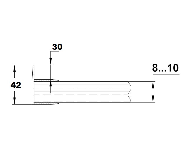 O-214А 8mm L=2200mm Профиль уплотнительный хвост 30мм