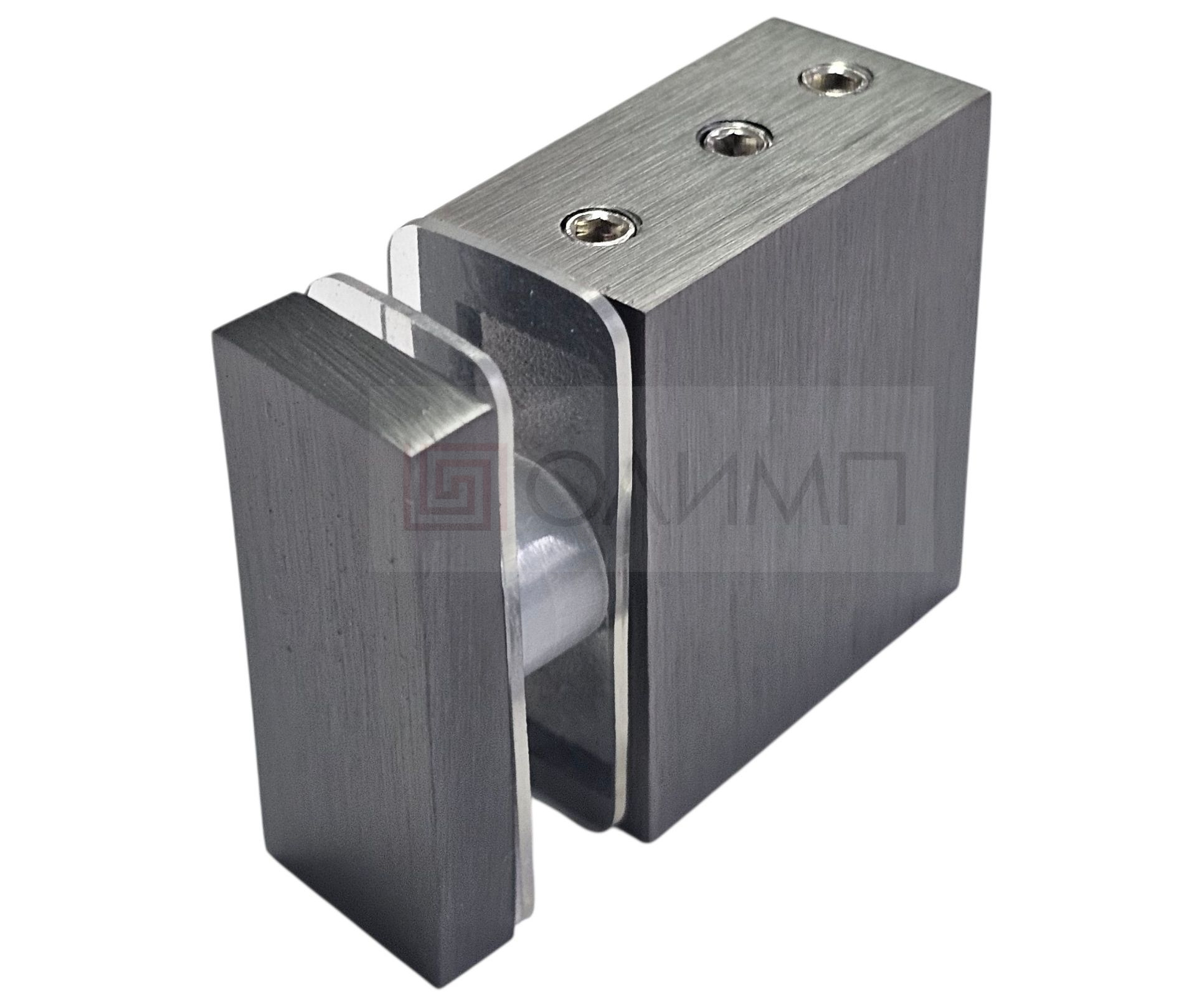 О-013 Gun Metal SUS 304 Крепление трека 30х10 mm к стеклу торцевое перпендикулярное