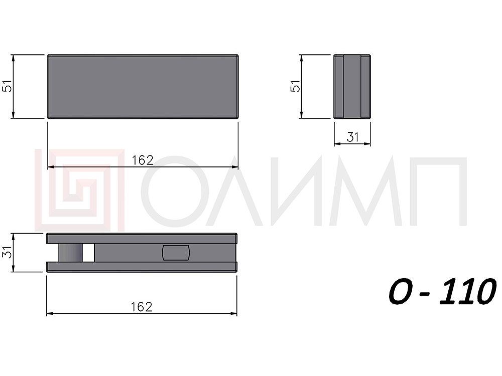 O-110 - Фитинг нижний для стеклянной двери