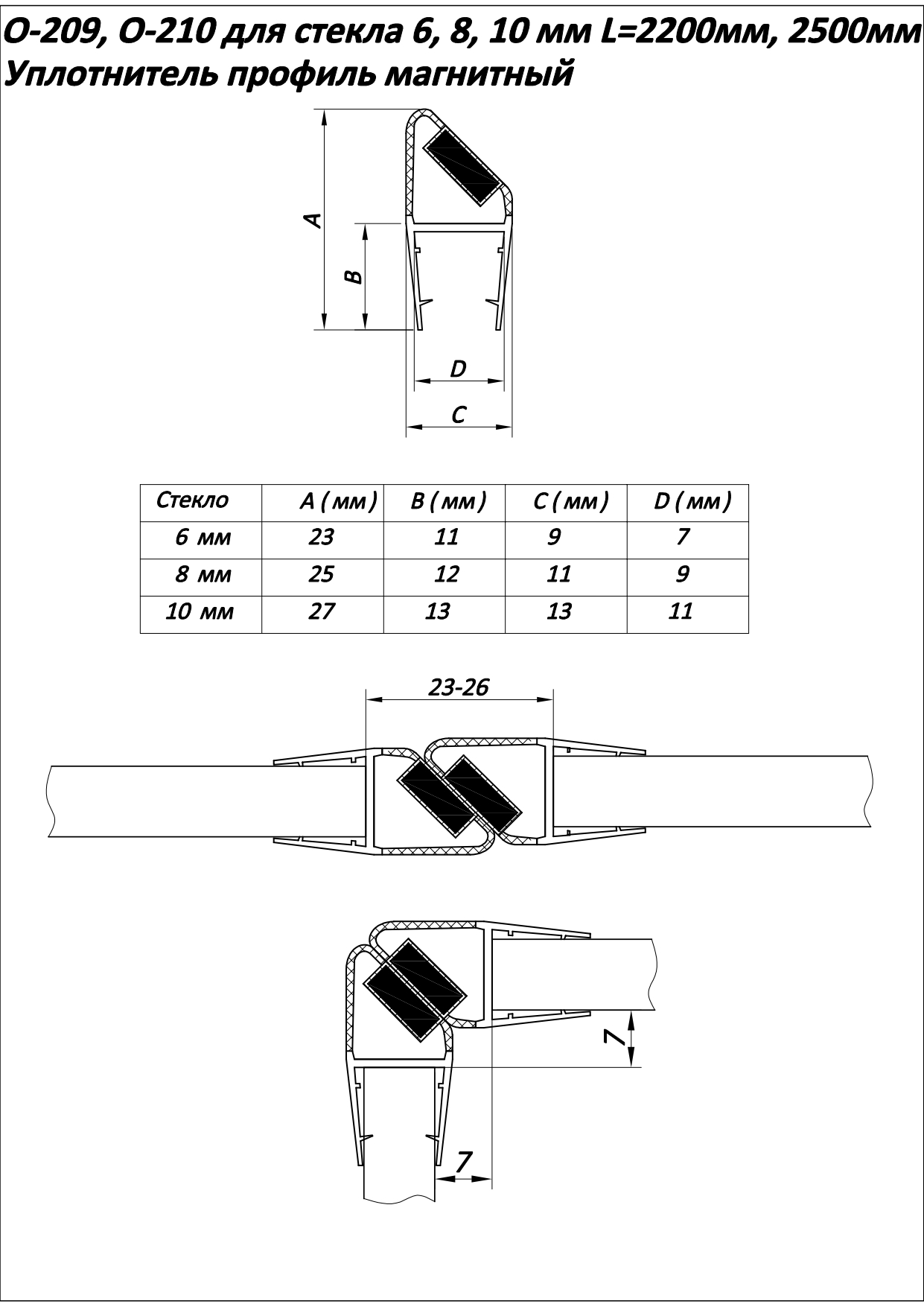 O-210 8mm L=2500mm Профиль уплотнительный
