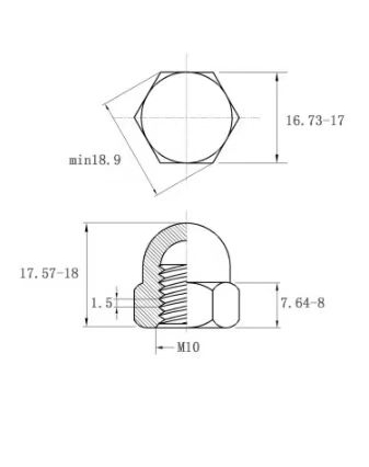 OCF-34-M10 Гайка М10 (sus304)