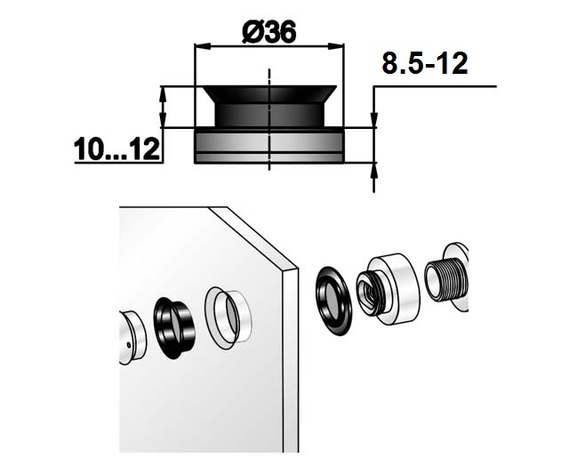 О-2 SSS Точечное крепление регулируемое 8,5-12mm