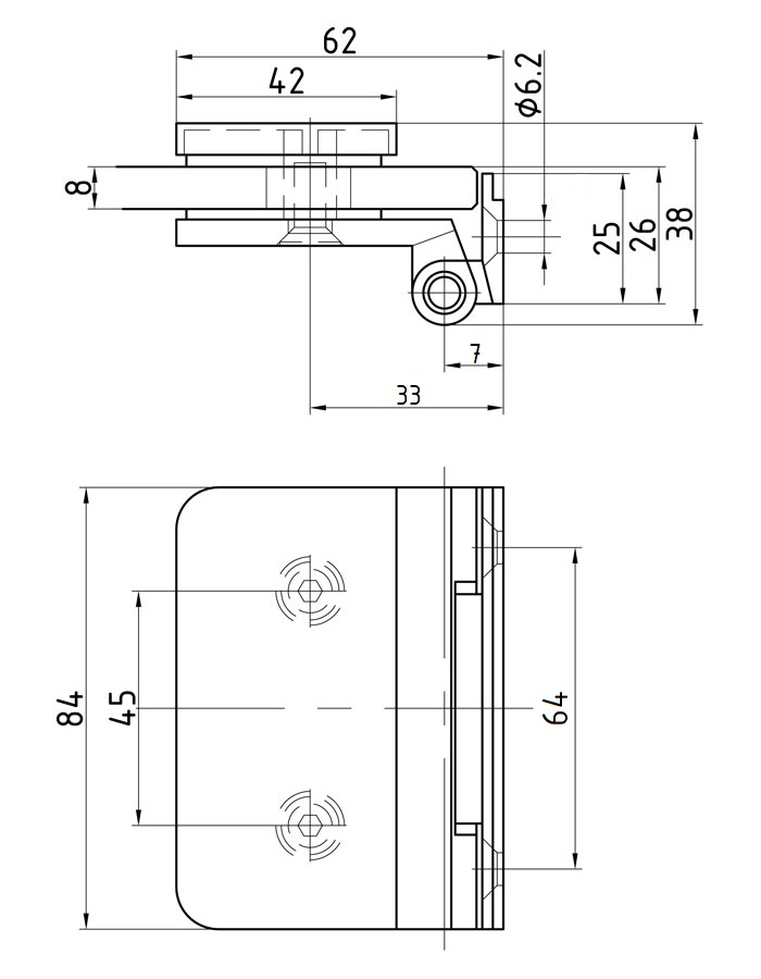 О-84-4-2-1 AL Боковая петля на коробку 